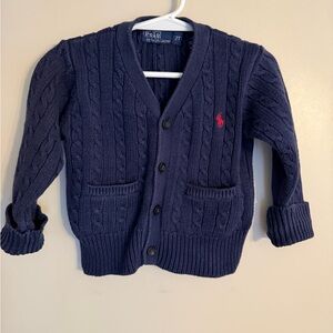 Ralph Lauren Polo Kids Navy Cable Knit Cardigan
